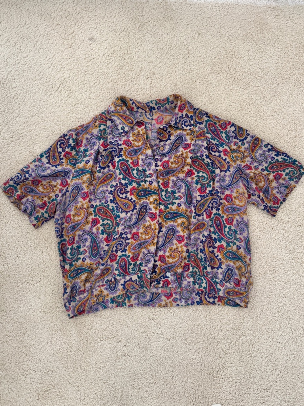 Paisley Short-Sleeve Button-Up Shirt - Multicolor